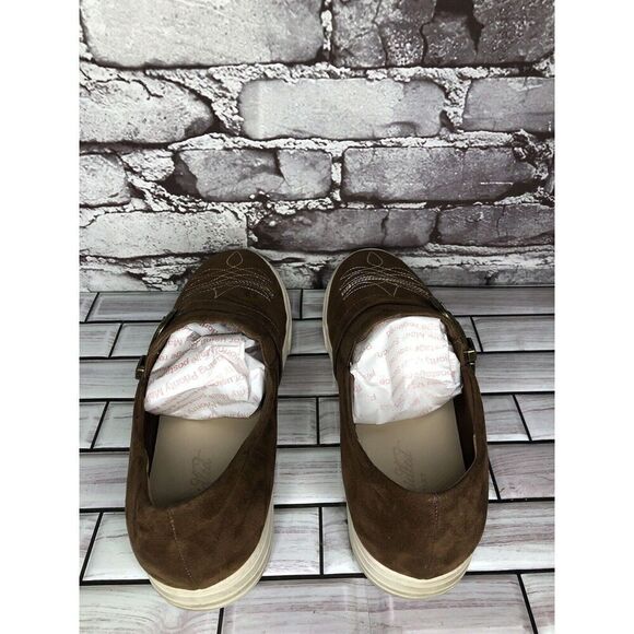 Unbridled Ariat Brown Suede Embroidered Platform Monk Strap Shoes Women Sz 10M - Picture 6 of 16
